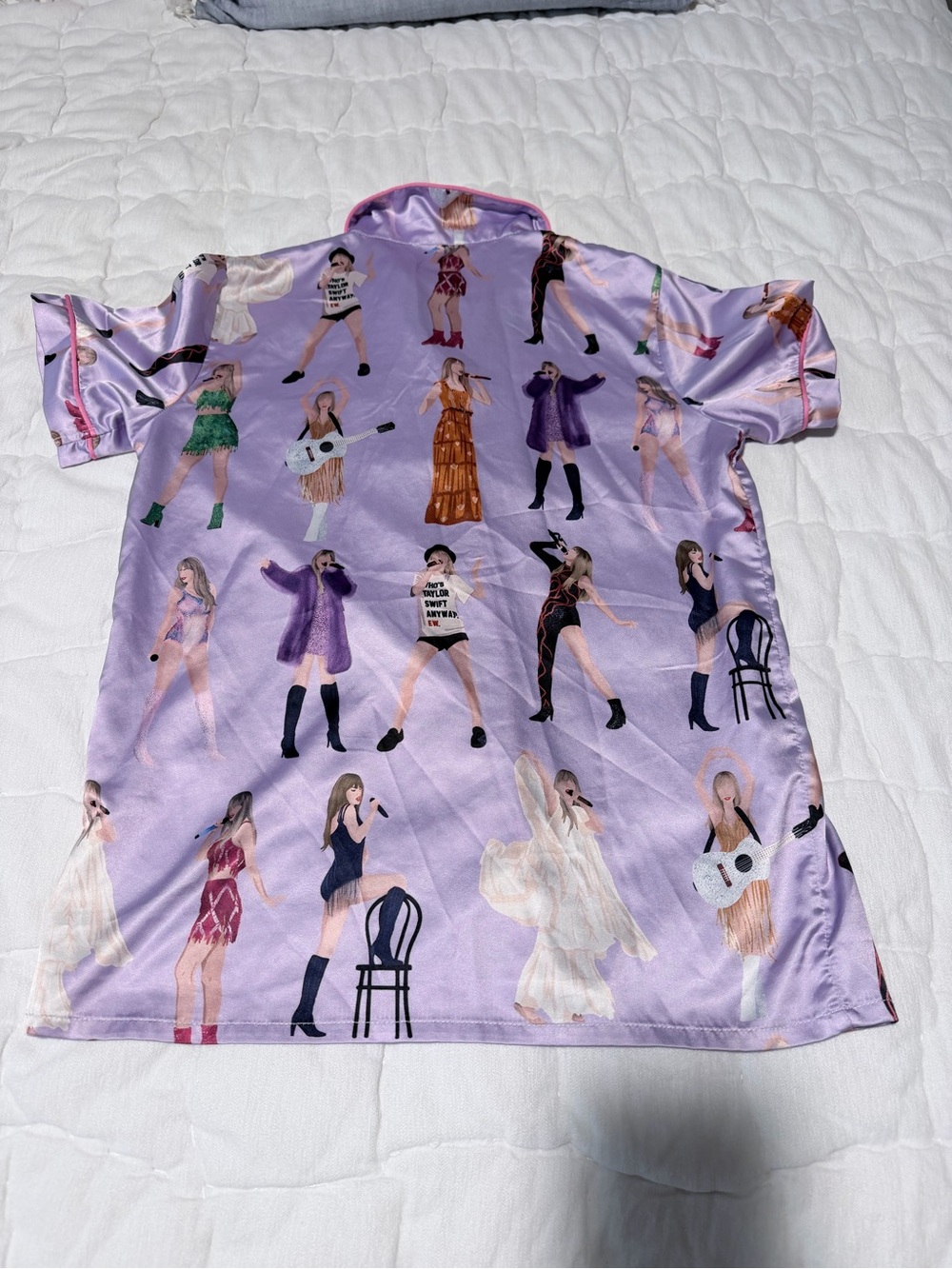 Taylor Swift Inspired Satin Pajama Set Lavender Youth Child XL Swiftie Sleepwear - Picture 4 of 9